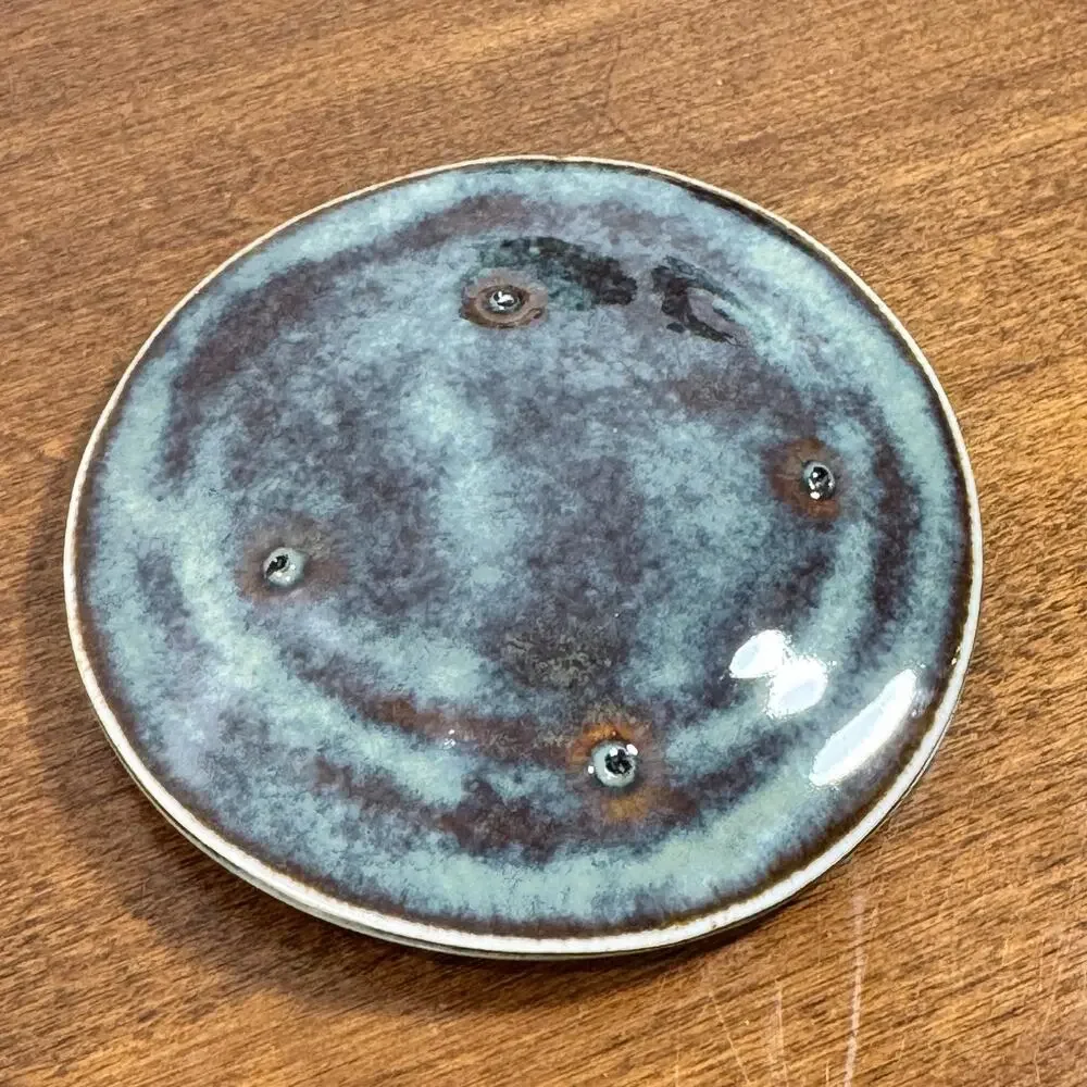 Studio Art Pottery Small Plate Butter Pat Spoon Teabag Rest 3